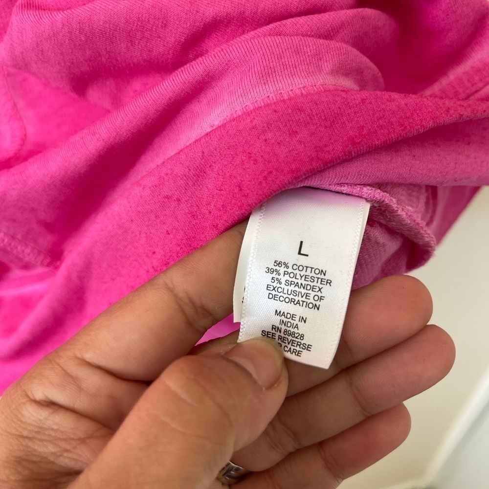 0302 - Women’s L French Terry Top Fuchsia - Picture 3 of 5